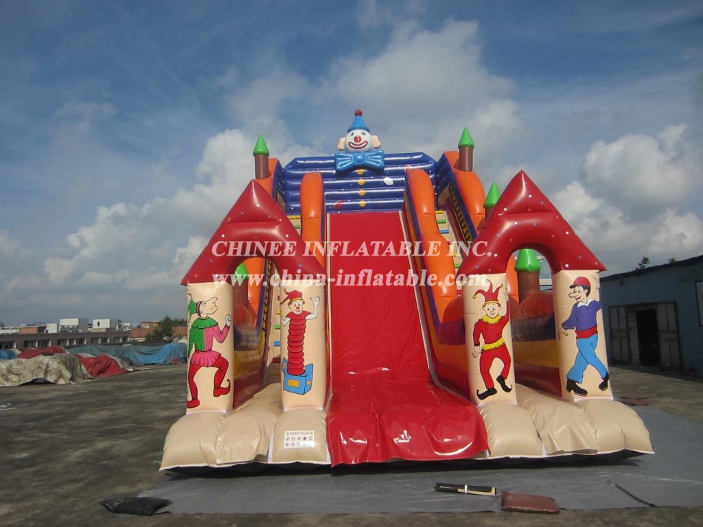 T8-1244 Happy Clown Giant Castle Slide For Kids Large Inflatable Slide