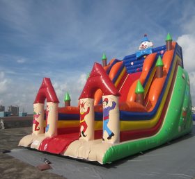 T8-1244 Niños felices payaso gigante castillo tobogán grande tobogán inflable