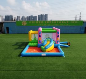 T2-2636 Trampolín de combinación inflable 3 en 1, con tobogán y. Piscina