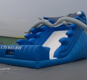 T10-130 Canal de deslizamiento inflable gigante delfín