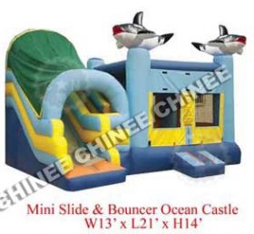 T5-136 Deslizador de combinación de trampolín de castillo inflable de tiburón