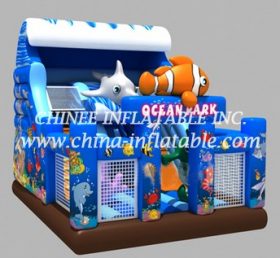 T8-1441 Deslizador inflable para niños de la casa inflable del mundo submarino