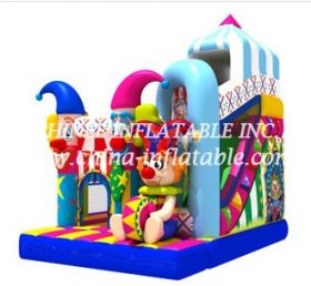 T8-1470 Niños rebotando feliz payaso seco tobogán inflable