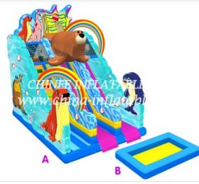 T8-1520 Deslizamiento inflable para niños del mundo submarino