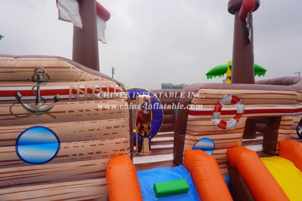 T6-607 Pirate Themed Mobile Water Park Inflatable Pool With Slides For Kids Party Events