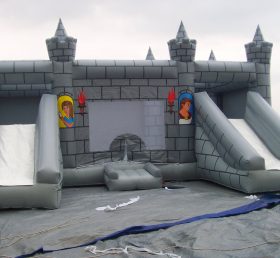 IC1-001 Trampolín de castillo gris inflable para niños adultos