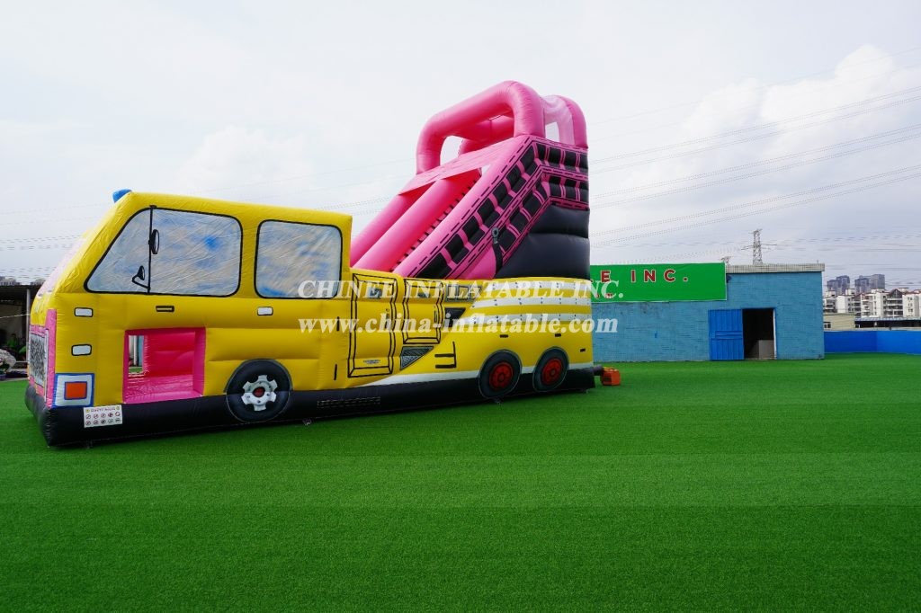 T8-457 Inflatable Firetruck With Slide