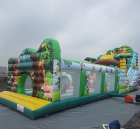 T7-513 Carrera de obstáculos inflable temática de la jungla