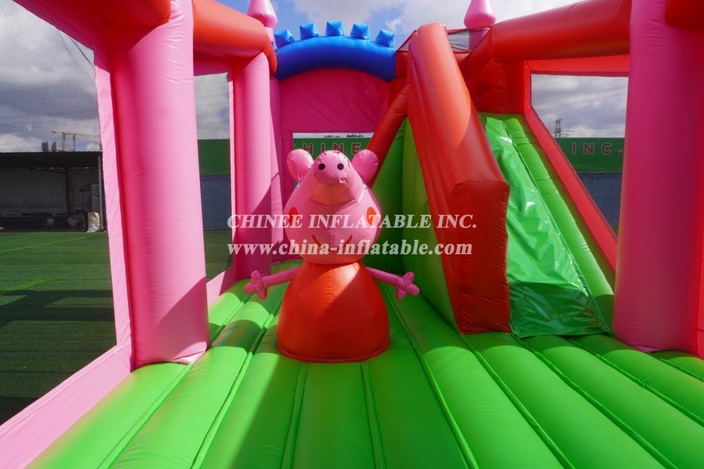 T5-1002D Peppa Pig Bouncy Castle Combo Slide Outdoor Kids Jumping Castle