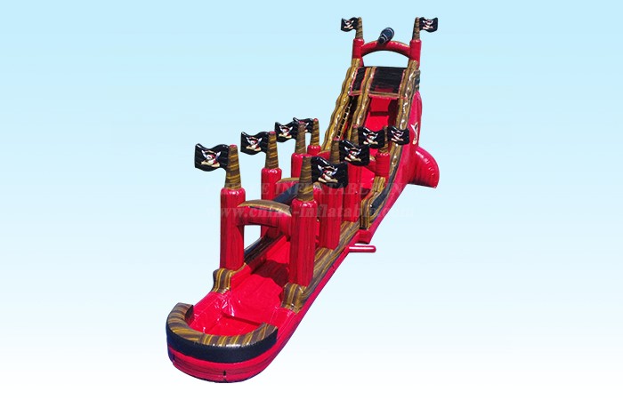 T8-4084 22Ft Red Pirate Waterslide With Slip N Dip
