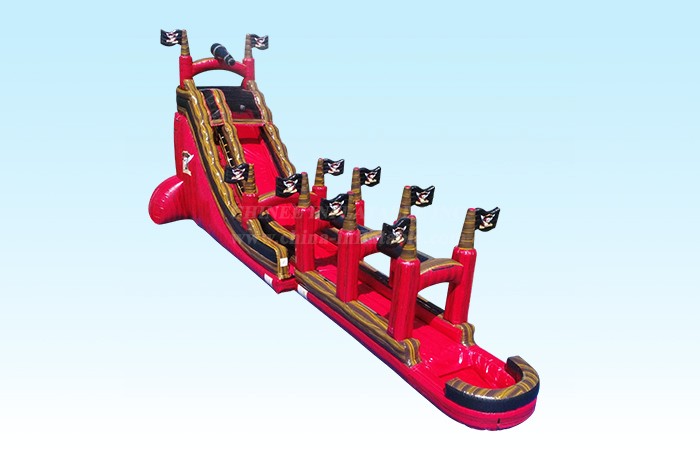 T8-4084 22Ft Red Pirate Waterslide With Slip N Dip