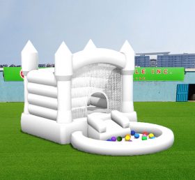 T2-3558 Castillo inflable de boda blanca con piscina