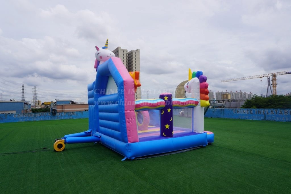 T2-6001 Unicorn Bouncy Castle With Slide