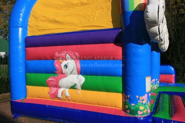 T2-4560 Rainbow Unicorn Bouncy Castle With Slide