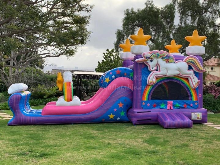 T2-4683 4 In 1 Unicorn Dual Lane Splash Water Slide