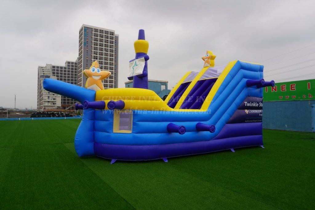 T8-1352B Star-Patterned Pirate Ship Inflatable Slide