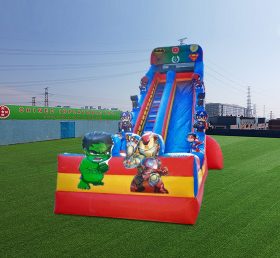 T8-4585 Tobogán acuático inflable Marvel con piscina