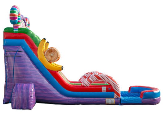 T8-4563 22′ candy themed water slide with removable pool