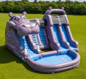 T8-5624 Hippo Theme Inflatable Water Sli...