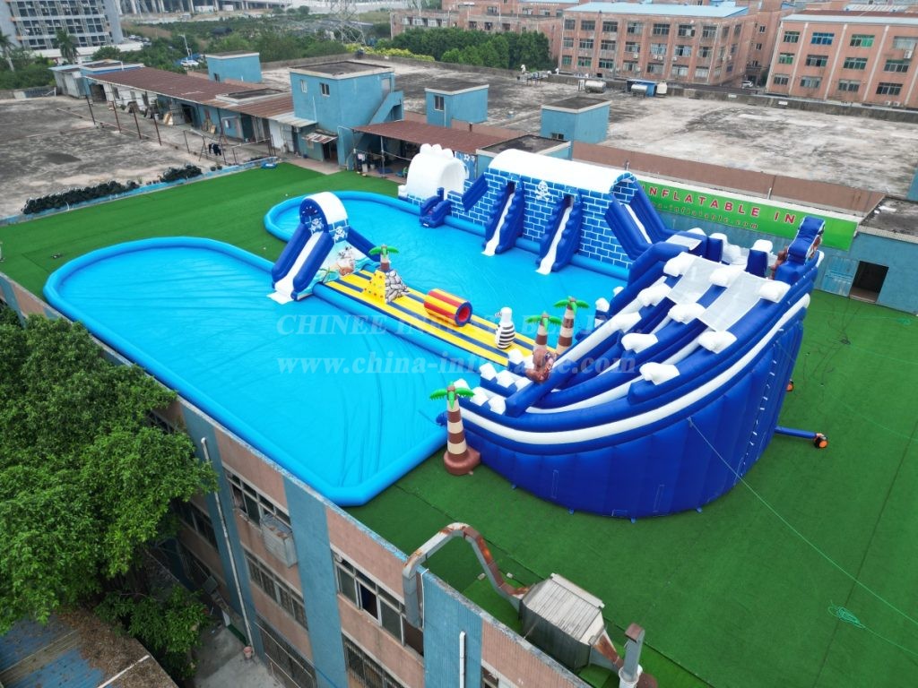 Pool2-815 Pirates Theme Inflatable Water Park Complex with Giant Slides & Pools