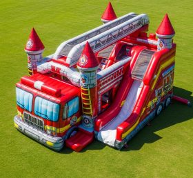 T5-2935 Firetruck Theme Inflatable Castl...